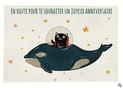 Chat cosmique pour un anniversaire merveilleux